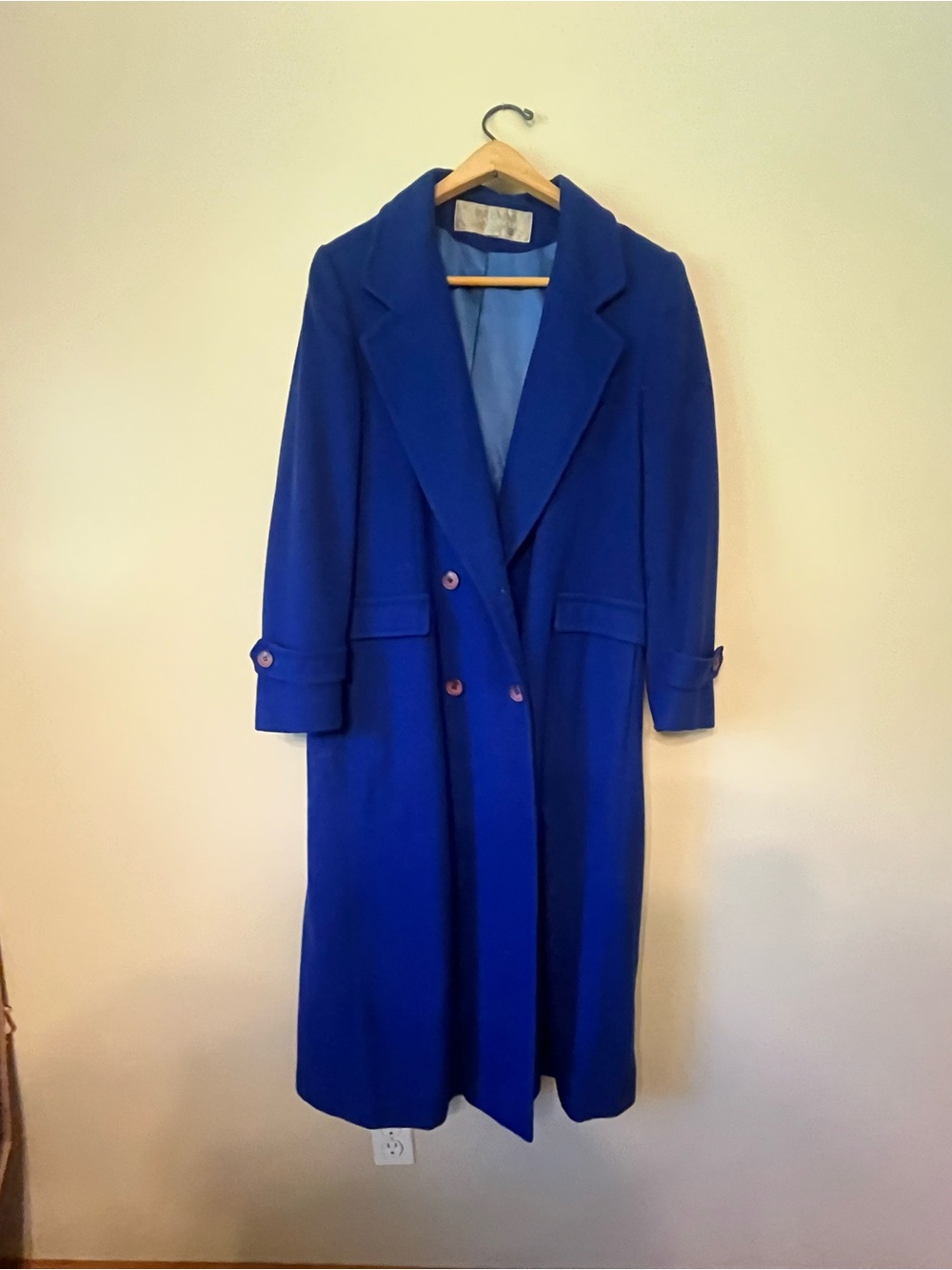 Women's Long Royal Blue Double-Breasted Coat by Evan Picone